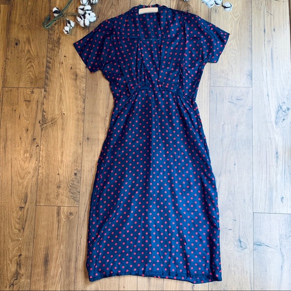 Vintage 1950s Polka Dot Wiggle Dress - Picture 2 of 8